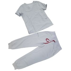 FIGS Womens Scrubs Technical Collection Joggers and 3 Pocket Top Gray sz Medium